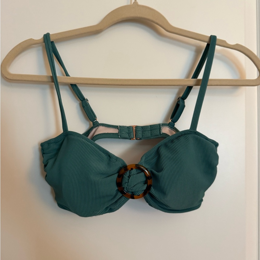 Shade & Shore Green Bra & Bottoms with Underwire Support and Adjustable Straps